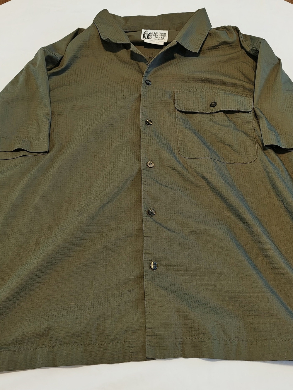 Marmot Olive Green Short-Sleeve Button-Up Shirt - L